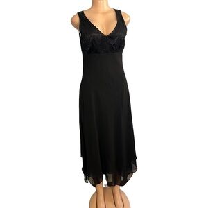 Evan Picone Black Vintage Midi Beaded Dress